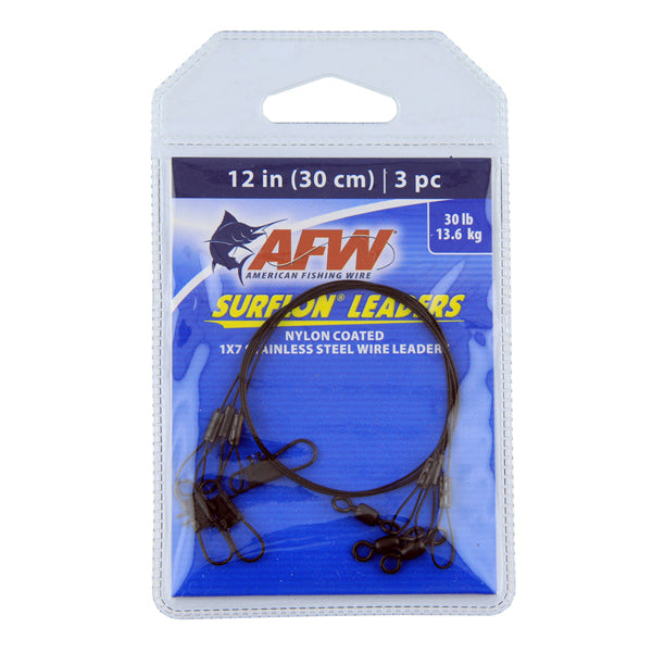 AFW Surflon Leaders, Nylon Coated 1x7 Stainless Steel Wire Black