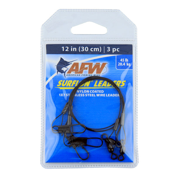 AFW Surflon Leaders, Nylon Coated 1x7 Stainless Steel Wire Black