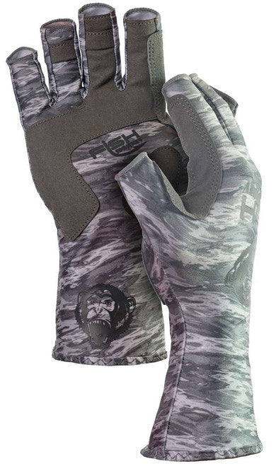 Fish Monkey Half Finger Guide Glove - Grey Water Camo