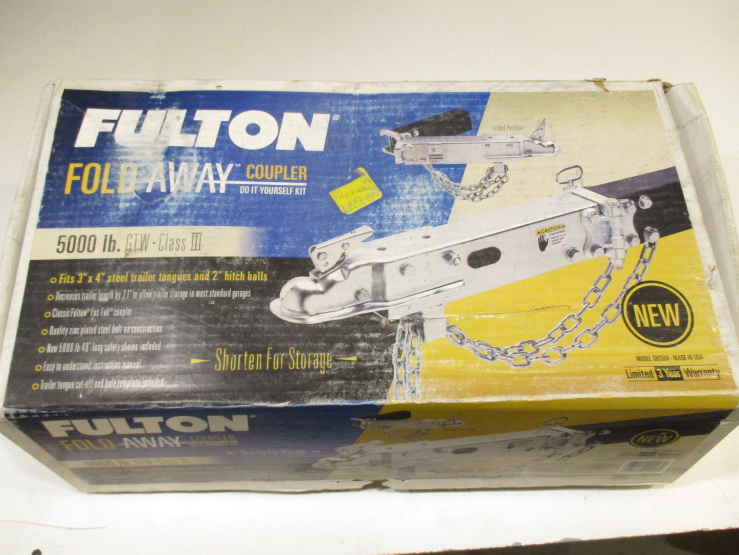 Fulton 3 x 4" 5,000lb. Pound Max Load Trailer Tongue 2" Ball Bolt on Fold Hinge Kit. (SBC504)