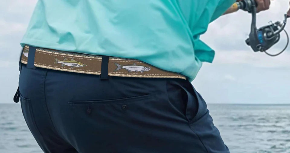 Zep Pro Backcountry Slam Men's Woven Ribbon Belt Snook Tarpon Redfish Sea Trout