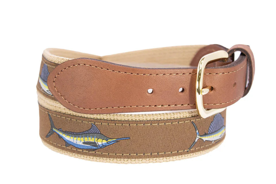 Zep-Pro Woven Ribbon Belt Brown Offshore Billfish Slam Buff Tan
