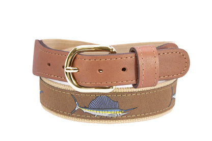 Zep-Pro Woven Ribbon Belt Brown Offshore Billfish Slam Buff Tan