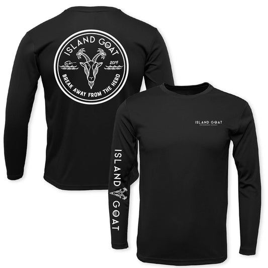 Island Goat Long Sleeve Performance Black Shirt - Hasselhoff UPF 50+