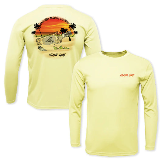 Island Goat Long Sleeve Performance Yellow Shirt - Tequila Sunrise UPF 50+