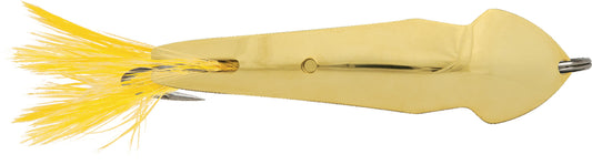 Luhr Jensen 13 Pet Spoon Chartreuse Feather 24K Gold Plate