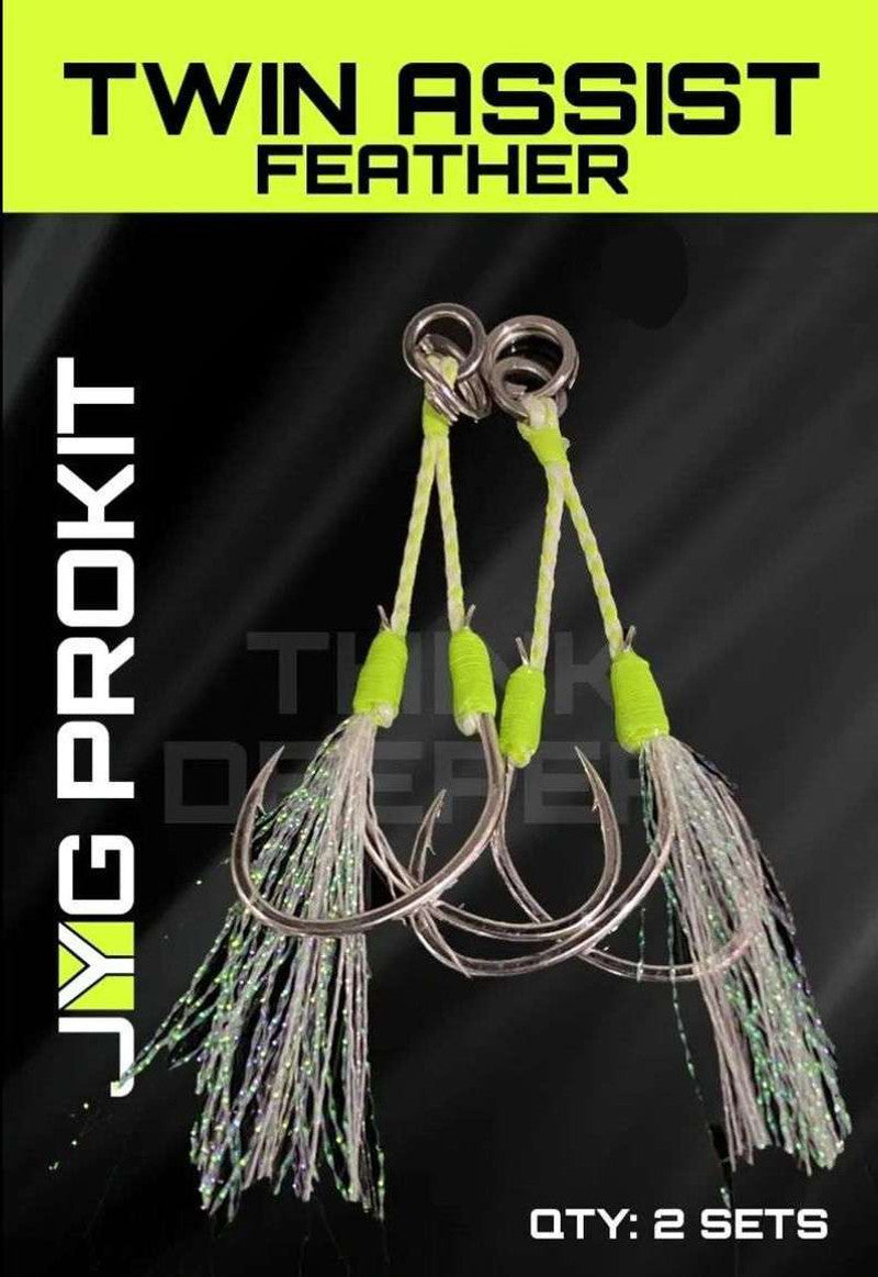 JYG PRO Fishing Feathered Twin Assist Hooks