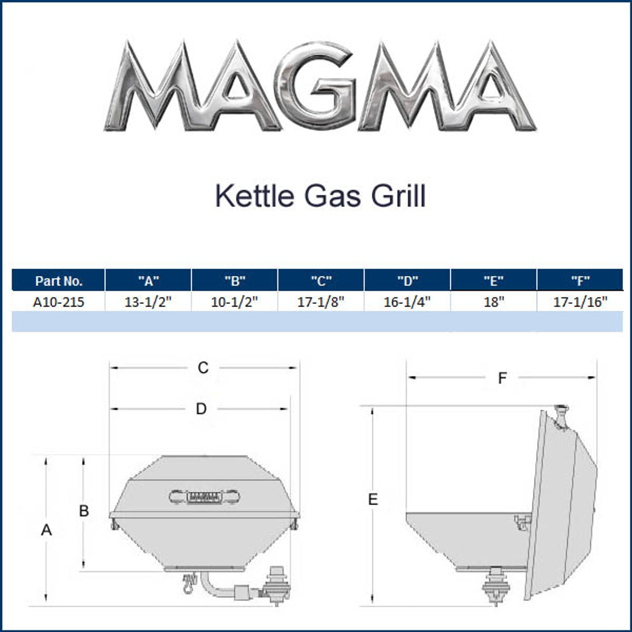 Magma Kettle Gas Grill 17" Party Size