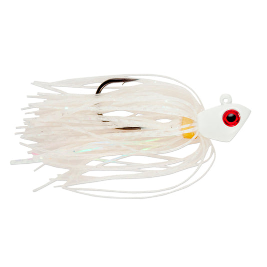 No Alibi, Alien Jig Inshore Series, Fluorescent White Skirt, 3/8 oz / 10.6 g Clear Head, 5/0 Hook, 3 pc