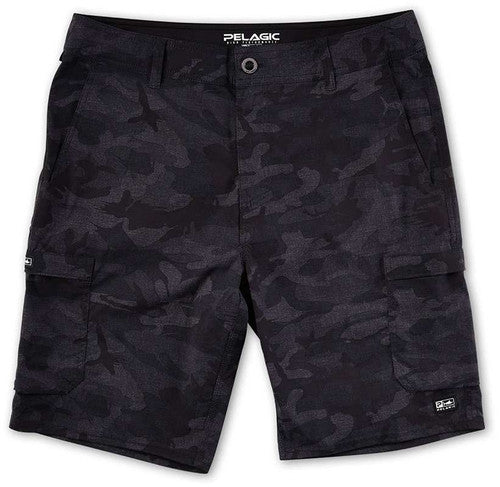 Pelagic Madeira Cargo Fishing Hybrid Shorts - Fish Camo Black - 40