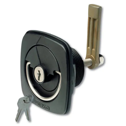 PERKO Flush Cam Latch 1081DP3 - Locking, Straight Cam Bar, Black.