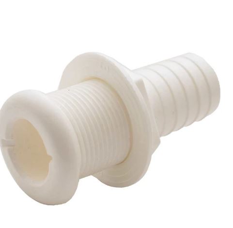 TH MARINE BOAT THRU HULL FITTING TH-1202-B | 1 1/8 INCH WHITE STRAIGHT