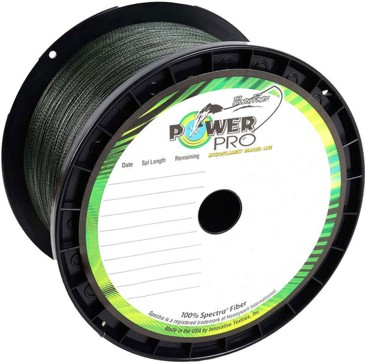 PowerPro Braided Spectra Fiber Fishing Line - Moss Green 200lb. 1,500 Yards.