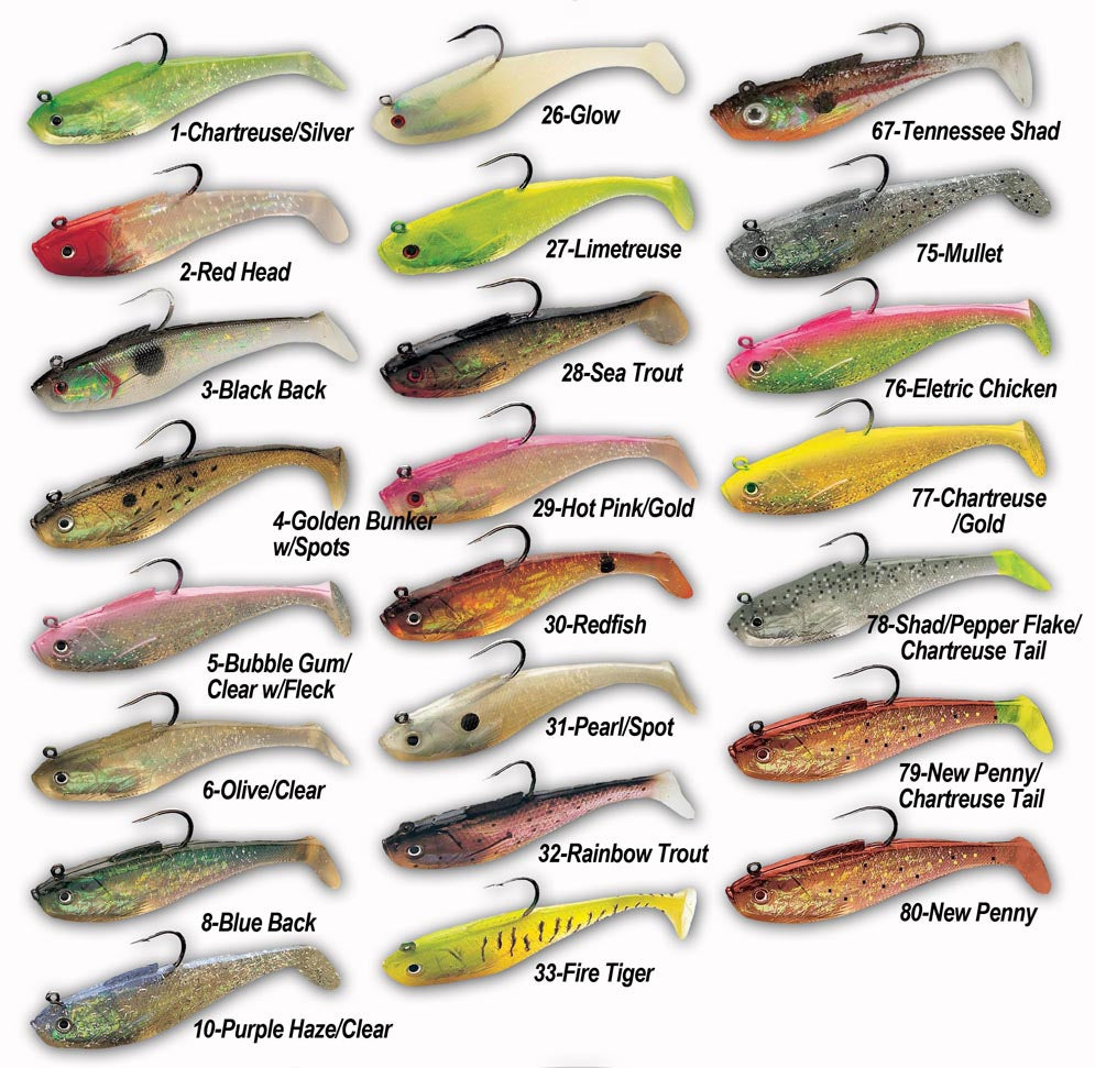 Tsunami Holographic Swim Shad 5"/12.7cm 1-3/8oz 4Pack Standard Hook Resealable Bag