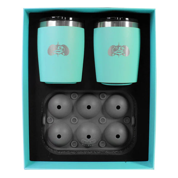 Toadfish Teal Tumbler 2-Pack W/ Ice Tray Set.