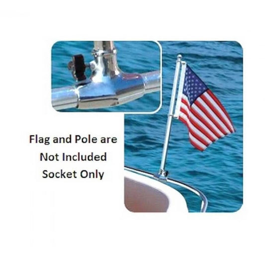 Taylor Made 973 Flagpole Socket Rail Mount Stainless Steel for 7/8"- 1" Rails