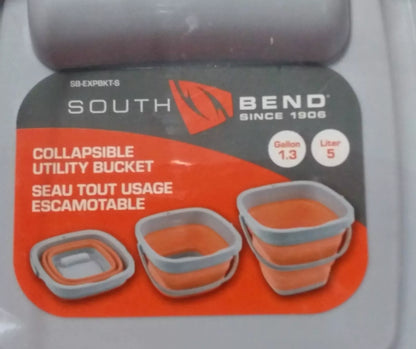 NEW South Bend Collapsible Utility Bucket 1.3 Gallon Orange