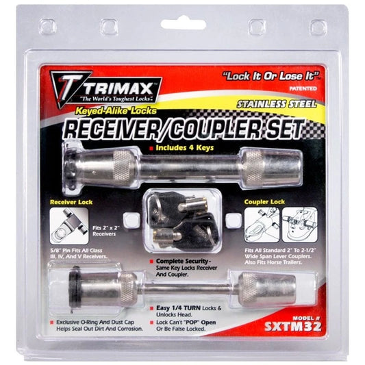 Trimax SXTM32 Keyed Alike Stainless Steel Receiver & Coupler Lock Set SXT3/SXTC2
