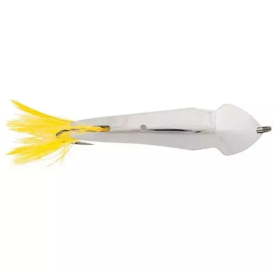 Luhr Jensen 15 Pet Spoon Yellow Feather Chrome Silver