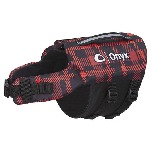Onyx Rapid-Dry Pet Large Life Jacket Vest, Red Plaid 60-80lbs