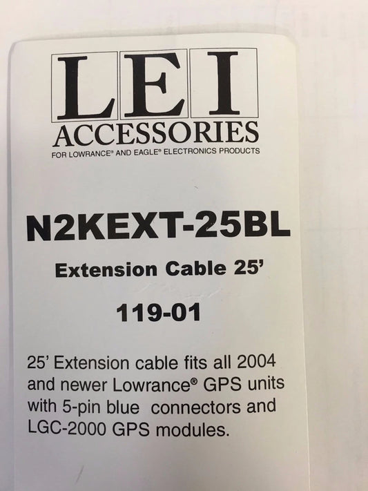 Lowrance LEI N2KEXT-25BL TRANSDUCER EXTENSION CABLE 25', 119-01