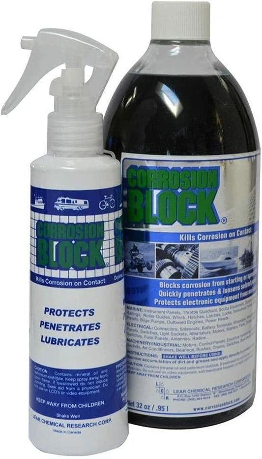 Lear Chemicals Corrosion Block 32oz Bottle with Pump - Non-Hazmat, Non-Flammable & Non-Toxic.