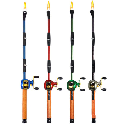 Gibson Rivers Edge Baitcast Rod Reel BBQ Lighter Fishing Rod - Assorted Colors.