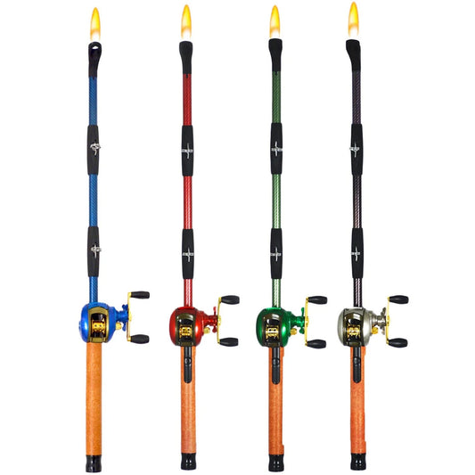 Gibson Rivers Edge Baitcast Rod Reel BBQ Lighter Fishing Rod - Assorted Colors.