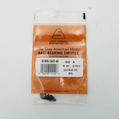 Sampo Ball Bearing Swivels Black Welded Ring Size 4 2pk 150lb BX4RB/340