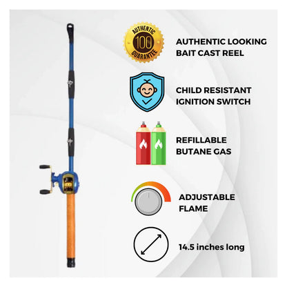 Gibson Rivers Edge Baitcast Rod Reel BBQ Lighter Fishing Rod - Assorted Colors.