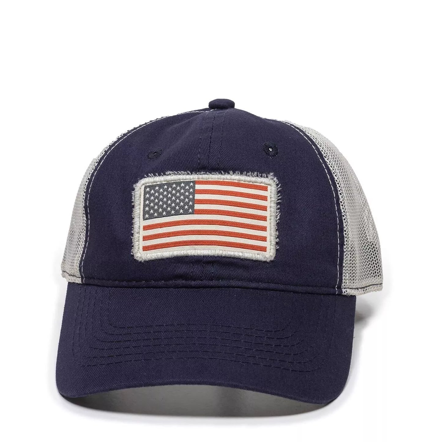 Outdoor Cap USA-155-NP USA Americana Meshback Cap, Navy/ Putty