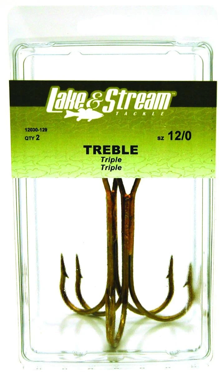 Eagle Claw Lake and Stream Treble Hook 12/0 2 Pack