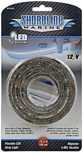 SHORELINE MARINE SL91858 FLEXIBLE LED STRIP LIGHT - WHITE - 74.4" 12 Volt