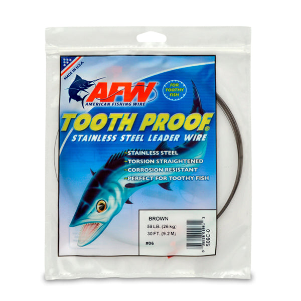 AFW Tooth Proof Stainless Steel Single Strand Leader Wire 30' Camo