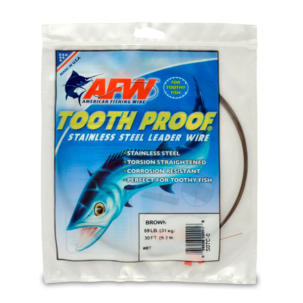 AFW Tooth Proof Stainless Steel Single Strand Leader Wire 30' Camo