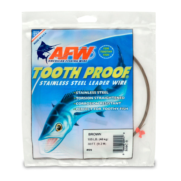 AFW Tooth Proof Stainless Steel Single Strand Leader Wire 30' Camo