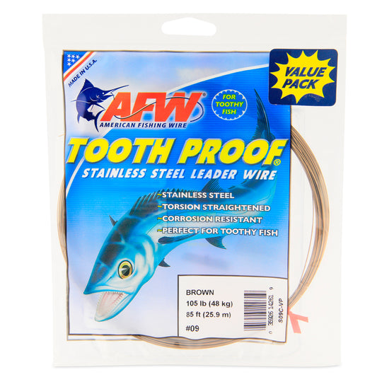 Tooth Proof Stainless Steel Single Strand Leader Wire, 105 lb #9 Camo 85'