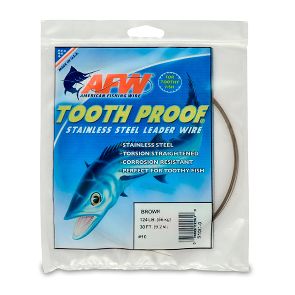 AFW Tooth Proof Stainless Steel Single Strand Leader Wire 30' Camo