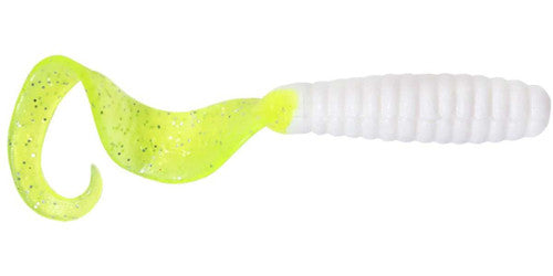 Sea Striker H4CT20 Got-Cha 4'' Curltail Grubs 20 Pack 33 White/Chartreuse Tail