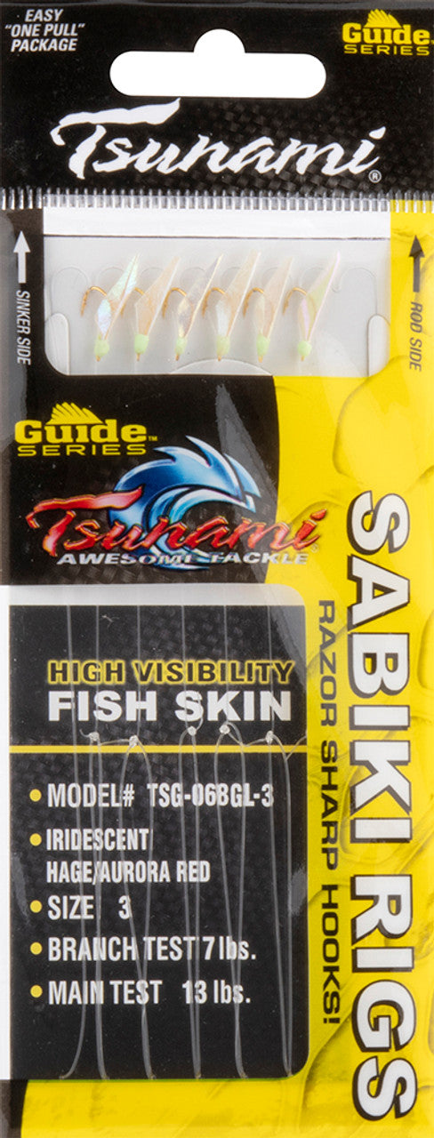 Tsunami Guide Series Sabiki Rigs - Iridescent Aurora Glow 068GL
