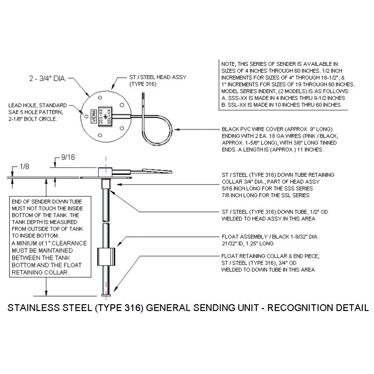 KUS - WEMA - Liquid Fuel Tank Level Sender SSS/SSL