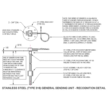 KUS - WEMA - Liquid Fuel Tank Level Sender SSS/SSL