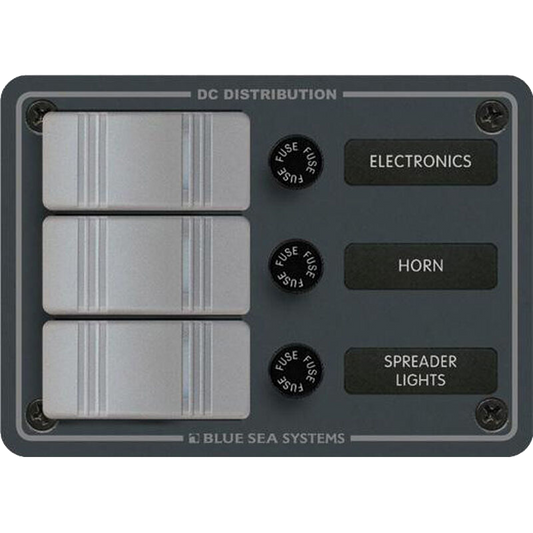 Blue Sea Water-Resistant Contura Switch Fuse Panel - 3-Position Vertical