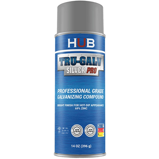 HUB Tru-Galv Silver Pro Galvanized Paint 14 Ounce.