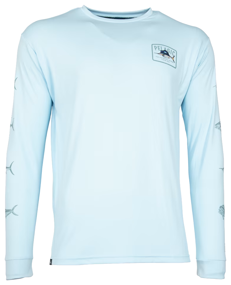 Pelagic Aquatek Game Fish Long Sleeve Performance Shirt (Men's) in Light Blue (Size M)